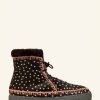 Shoes laidback london | Argo Crochet Lace Up Ankle Boot Black Cheetah