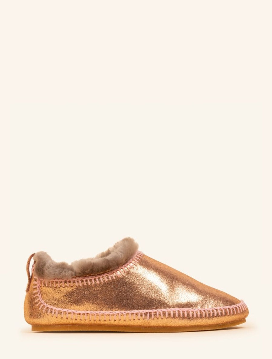 Shoes laidback london | Fuyu Crochet Sheepskin Slipper Boots Copper Shimmer