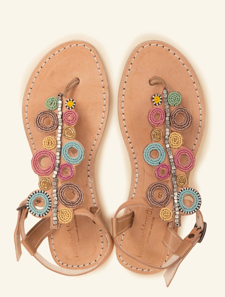 Sandals laidback london | Skye Flat Light Brown Leather Multi