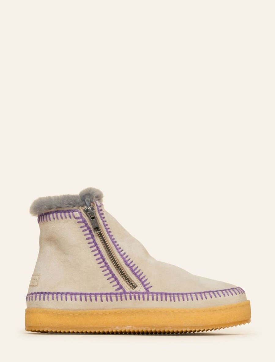 Shoes laidback london | Setsu Crochet Ankle Boot Sand Suede Plum