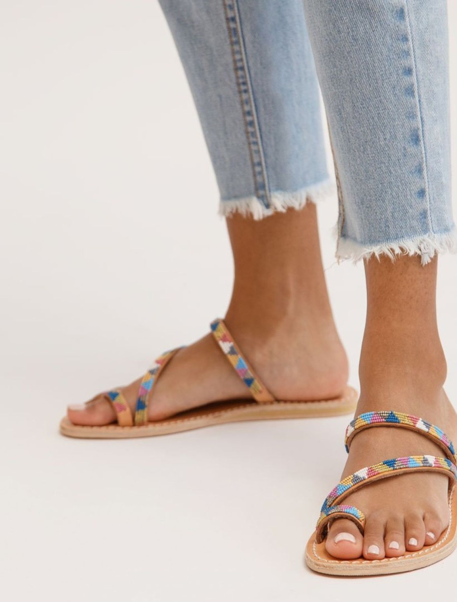 Sandals laidback london | Diani Flat Leather Sandal Retro