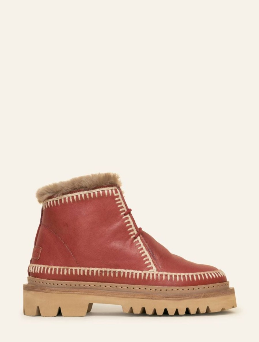 Shoes laidback london | Argo 3.0. Crochet Ankle Boot Blood Leather Natural