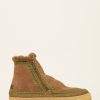 Shoes laidback london | Setsu Crochet Side Zip Ankle Boot Camel Suede Khaki