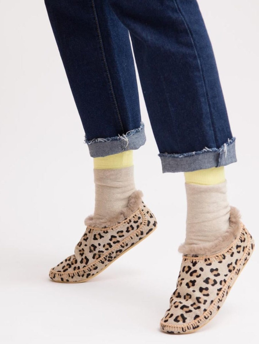 Shoes laidback london | Fuyu Crochet Sheepskin Slipper Boots Leopard