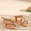 Sandals laidback london | Azari Flat Leather Sandal Tribal