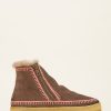 Shoes laidback london | Setsu Crochet Side Zip Ankle Boot Choc Suede