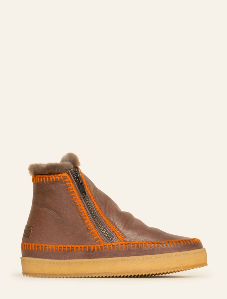 Shoes laidback london | Setsu Crochet Ankle Boot Cigaro Leather Orange