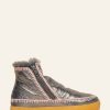 Shoes laidback london | Setsu Crochet Zip Ankle Boot Pewter Shimmer Baby Pink