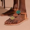 Sandals laidback london | Isko Flat Leather Sandal Emerald Mix Maasai