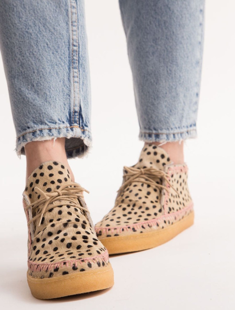 Shoes laidback london | Shenje Crochet Lace Up Chukka Boots Cheetah