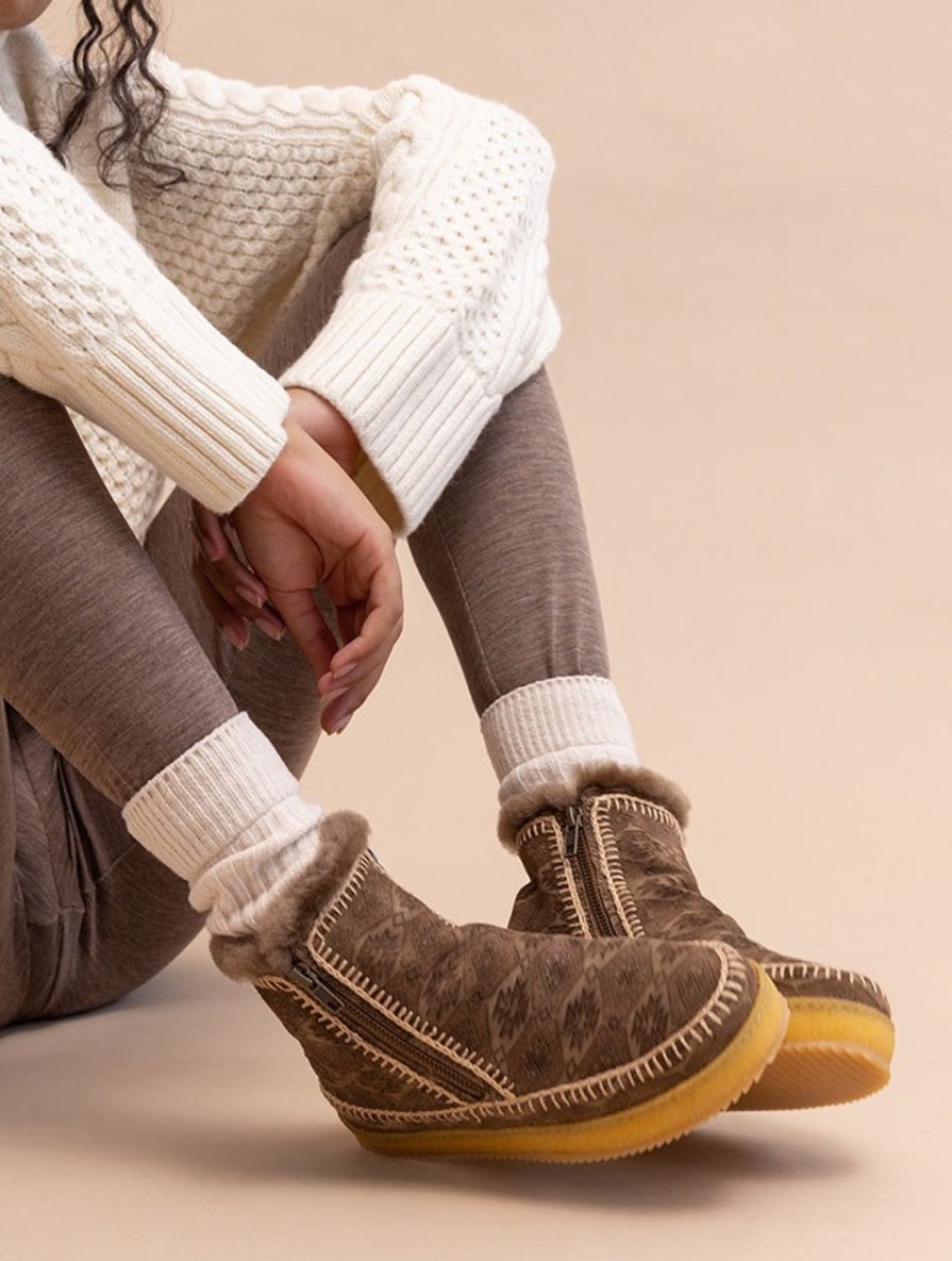 Shoes laidback london | Setsu Crochet Ankle Boot Khaki Embossed Beige