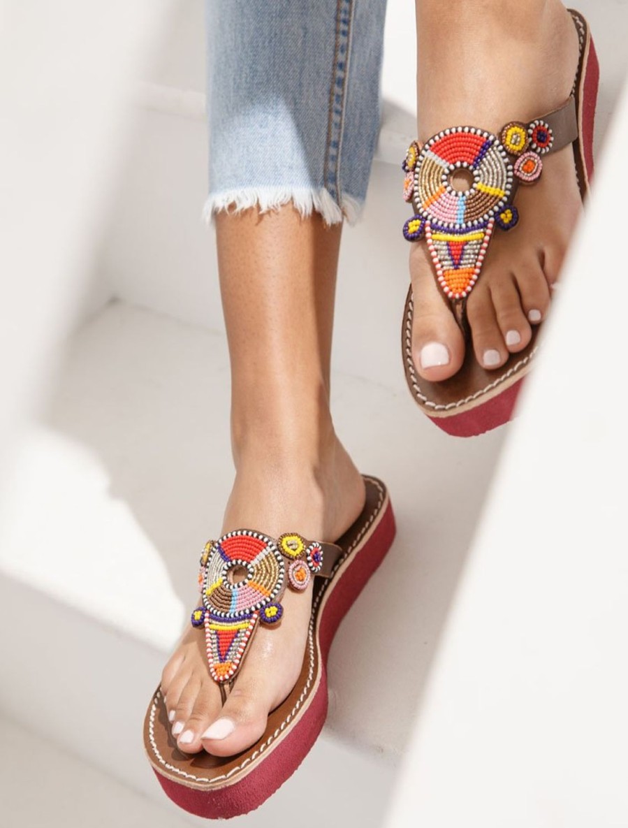 Sandals laidback london | Shibli Ssr Leather Sandal Red Mix