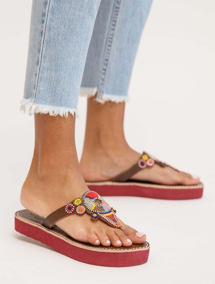 Sandals laidback london | Shibli Ssr Leather Sandal Red Mix