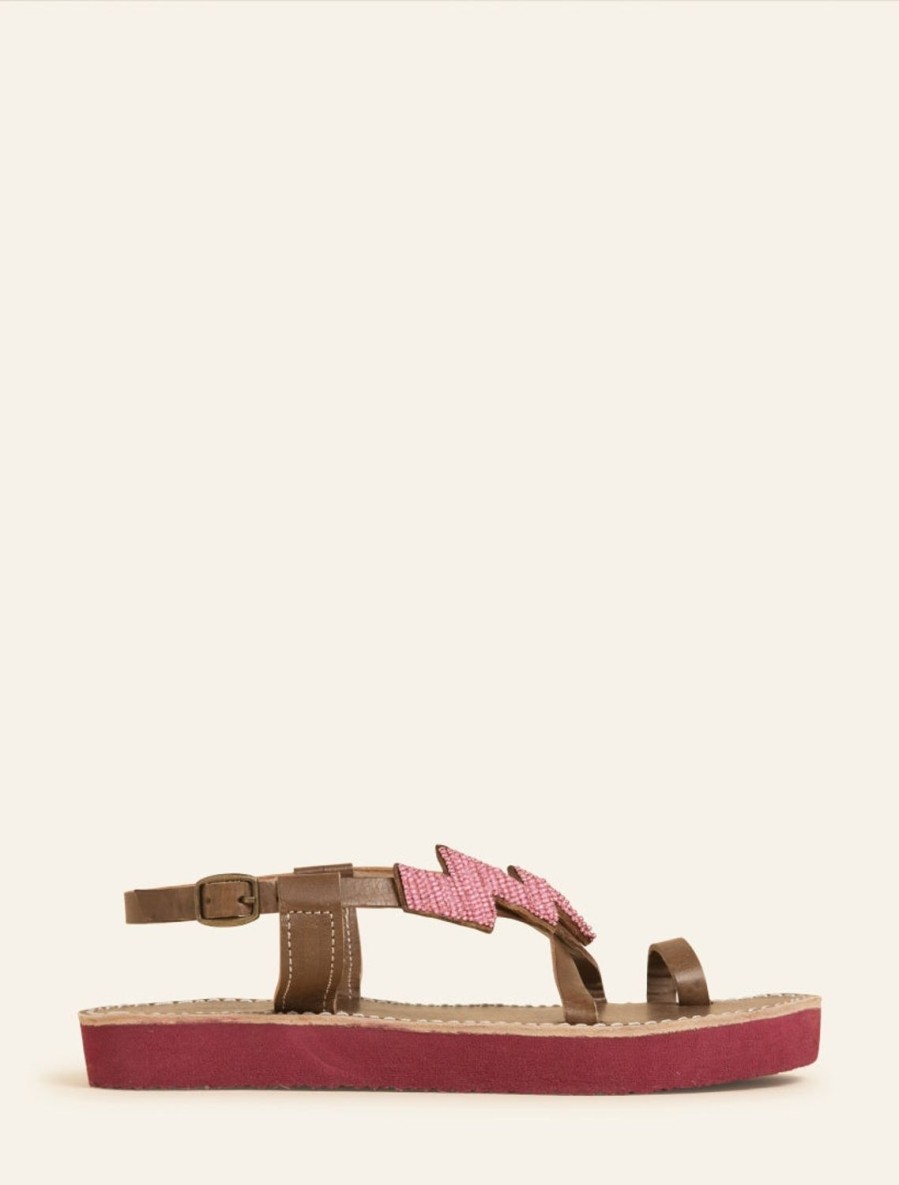 Sandals laidback london | Icini Ssr Choc Leather Baby Pink