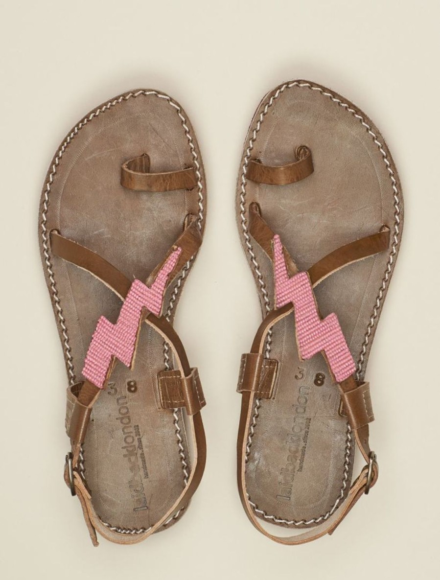 Sandals laidback london | Icini Ssr Choc Leather Baby Pink