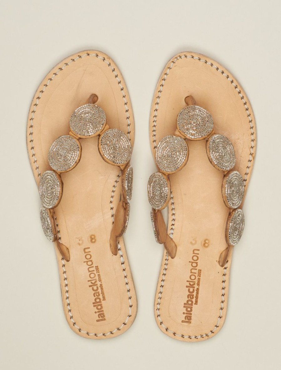 Sandals laidback london | Ryker Flat Leather Sandal Silver