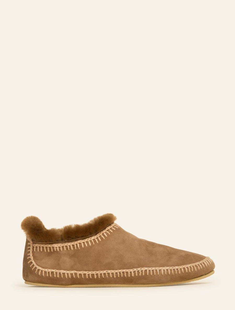 Shoes laidback london | Fuyu Crochet Sheepskin Slipper Boots Camel Suede