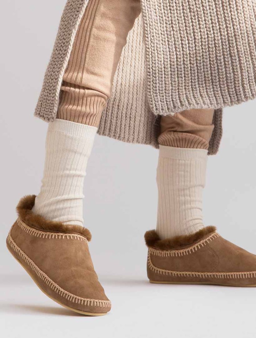 Shoes laidback london | Fuyu Crochet Sheepskin Slipper Boots Camel Suede