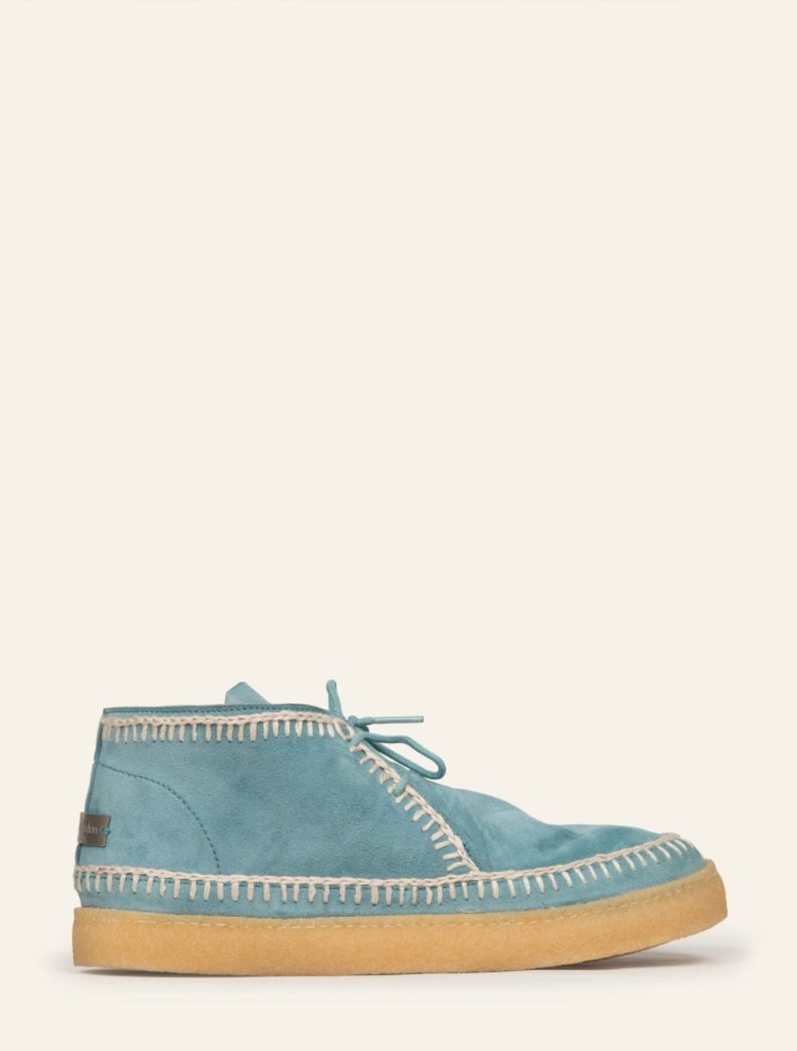 Shoes laidback london | Shenje Crochet Lace Up Chukka Boots Light Blue