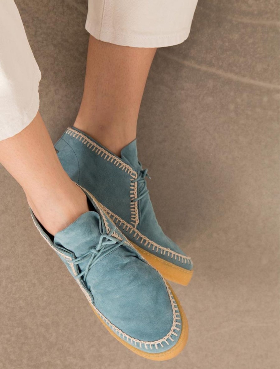 Shoes laidback london | Shenje Crochet Lace Up Chukka Boots Light Blue