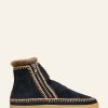 Shoes laidback london | Setsu Crochet Ankle Boot Navy Suede Beige