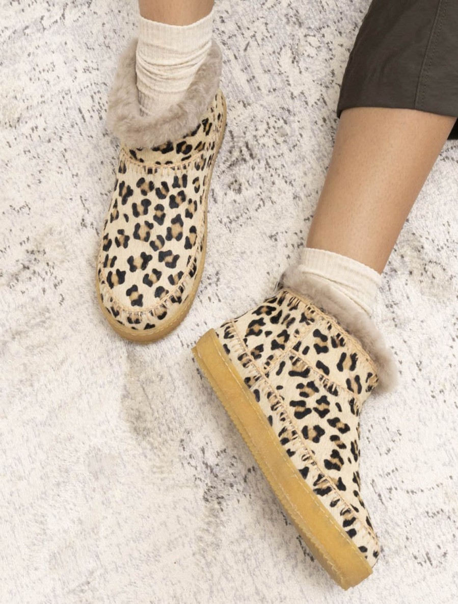 Shoes laidback london | Nyuki Crochet Pull On Ankle Boot Leopard