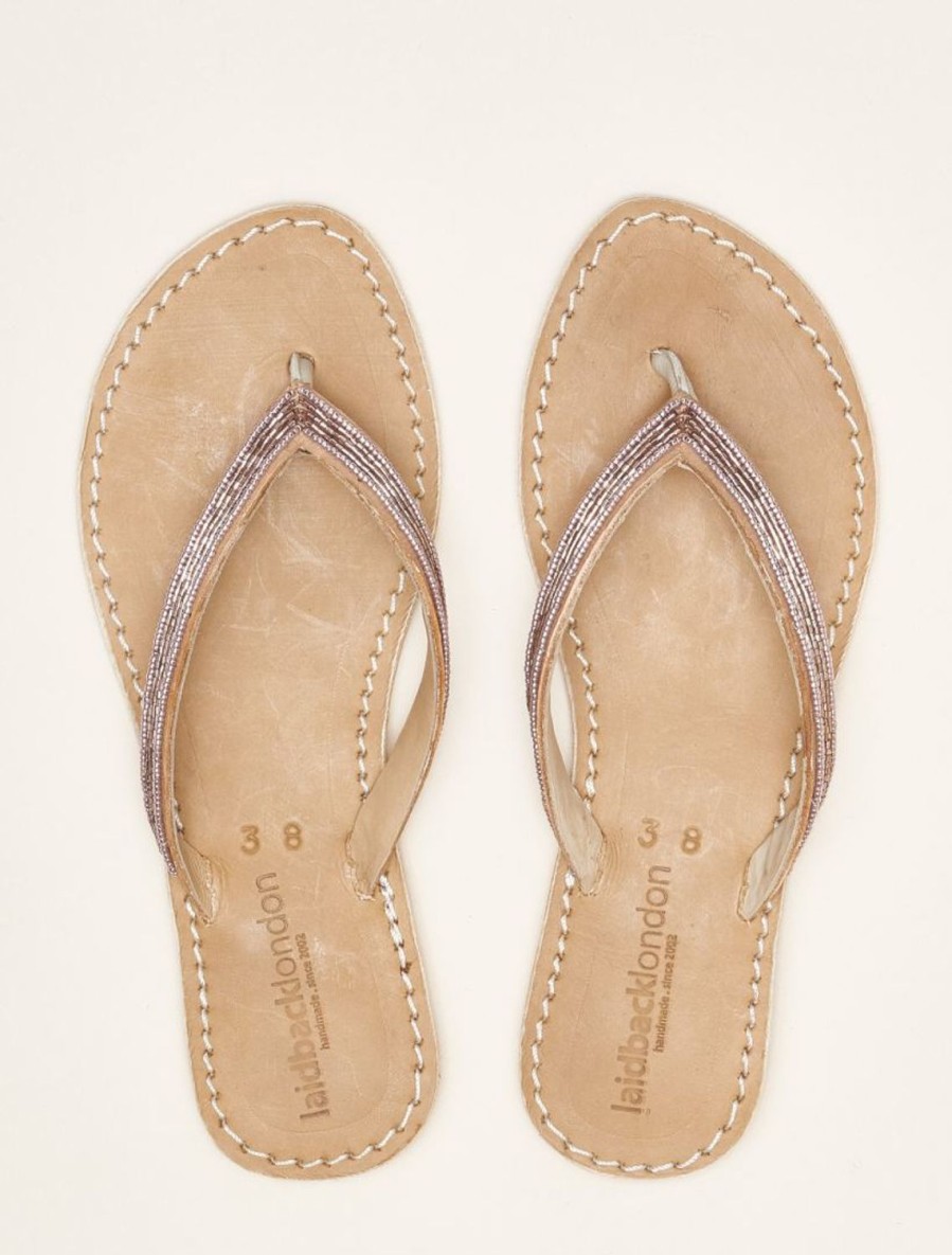 Sandals laidback london | Seri Flat Tan Silky Pink