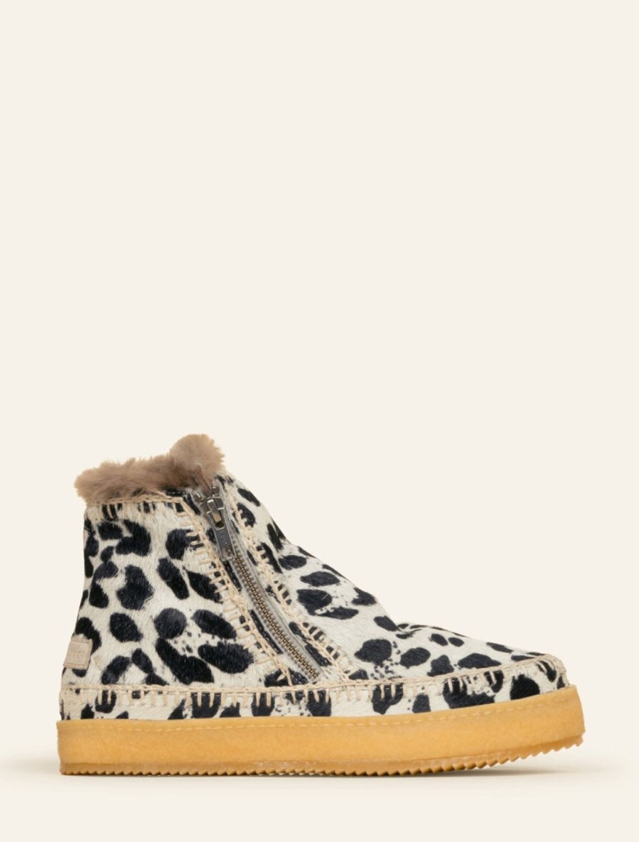 Shoes laidback london | Setsu Crochet Ankle Boot Black White Leopard