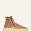 Shoes laidback london | Setsu Platform Crochet Ankle Boot Camel Suede Natural