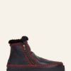 Shoes laidback london | Setsu Crochet Ankle Boot Black Leather Maroon