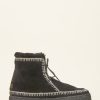 Shoes laidback london | Argo Crochet Lace Up Ankle Boot Black Suede