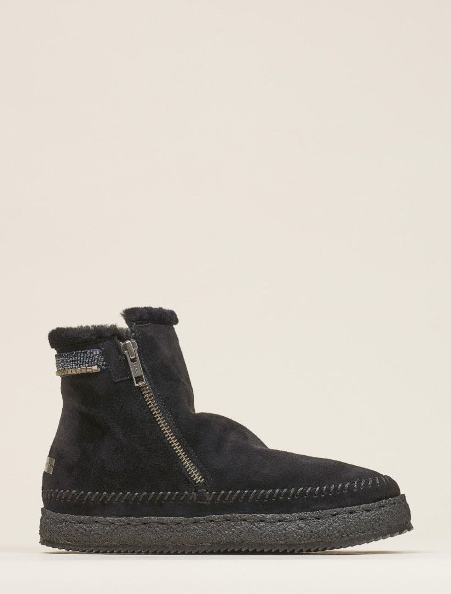 Shoes laidback london | Setsu Classic Side Zip Ankle Boot Black Suede