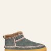 Shoes laidback london | Nyuki Low Crochet Ankle Boot Bottle Green Suede Baby Pink