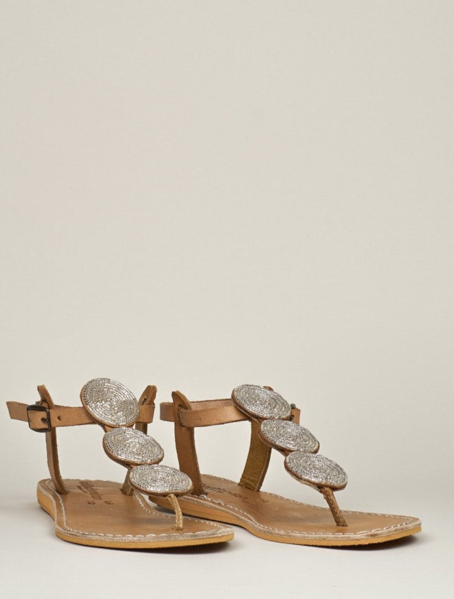 Sandals laidback london | Isko Flat Leather Sandal Silver