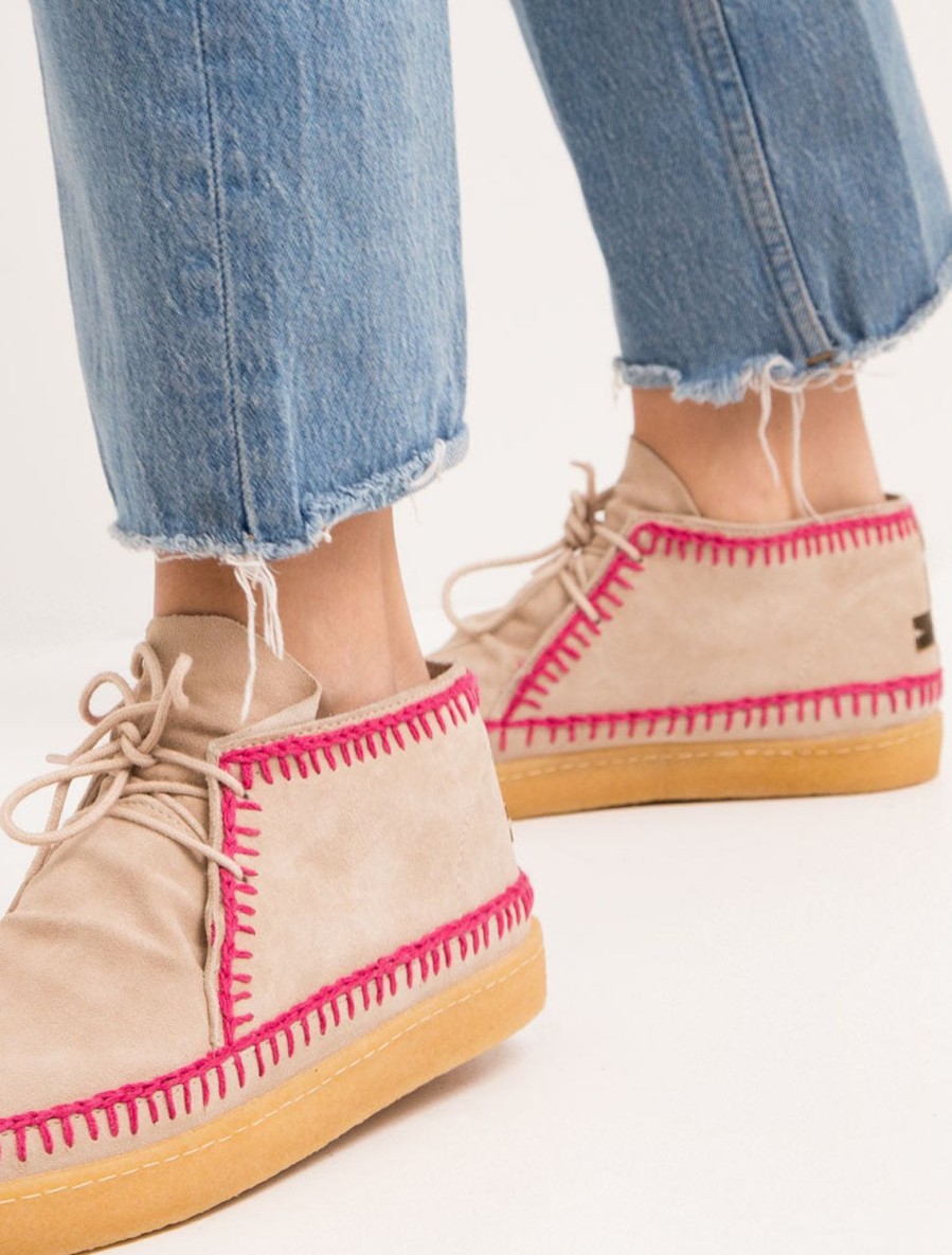 Shoes laidback london | Shenje Crochet Lace Up Chukka Boots Sand