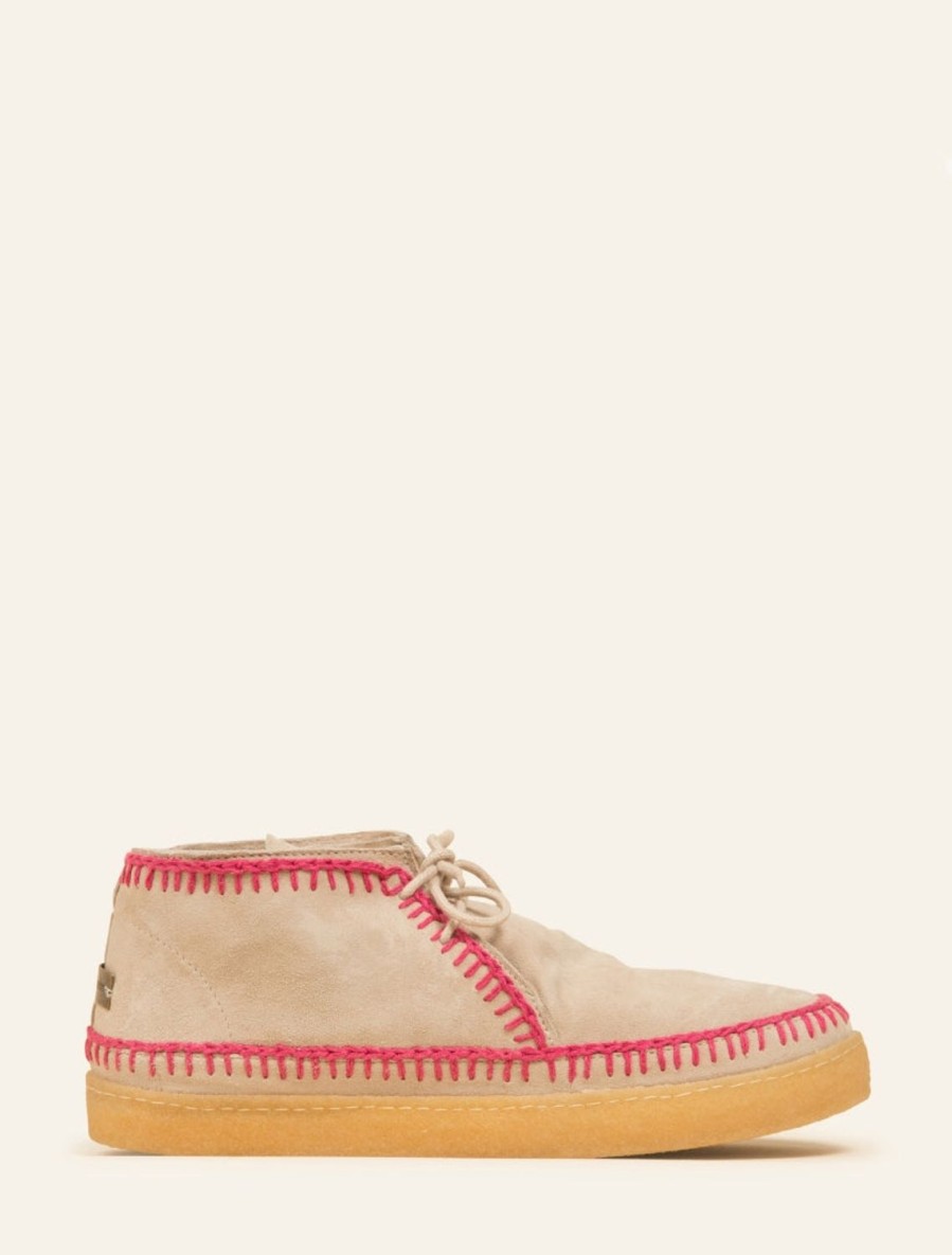 Shoes laidback london | Shenje Crochet Lace Up Chukka Boots Sand