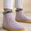 Shoes laidback london | Setsu Crochet Side Zip Ankle Boot Lilac Suede Light Grey