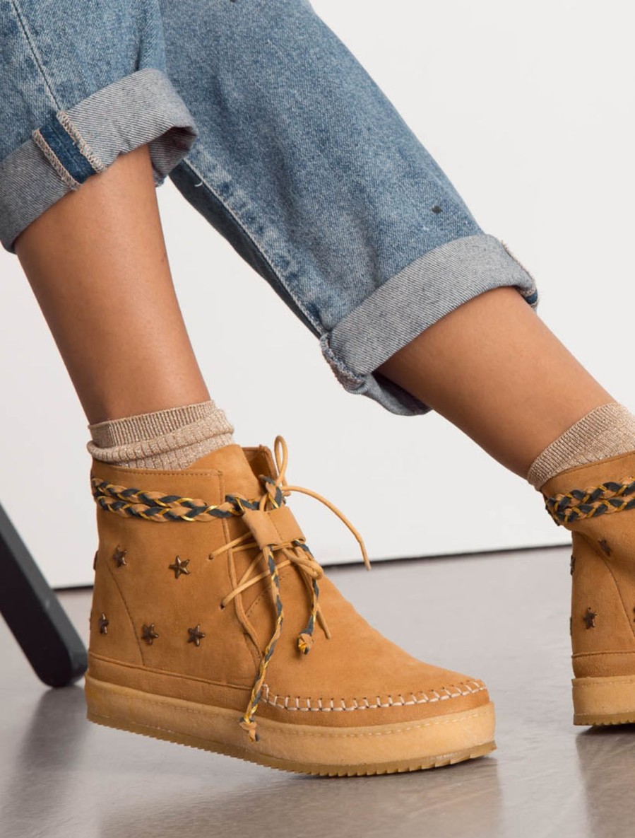 Shoes laidback london | Argo Stars Lace Up Ankle Boot Saffron Suede