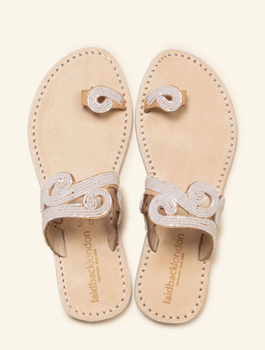 Sandals laidback london | Kesme Flat Light Brown Sandal Snow White