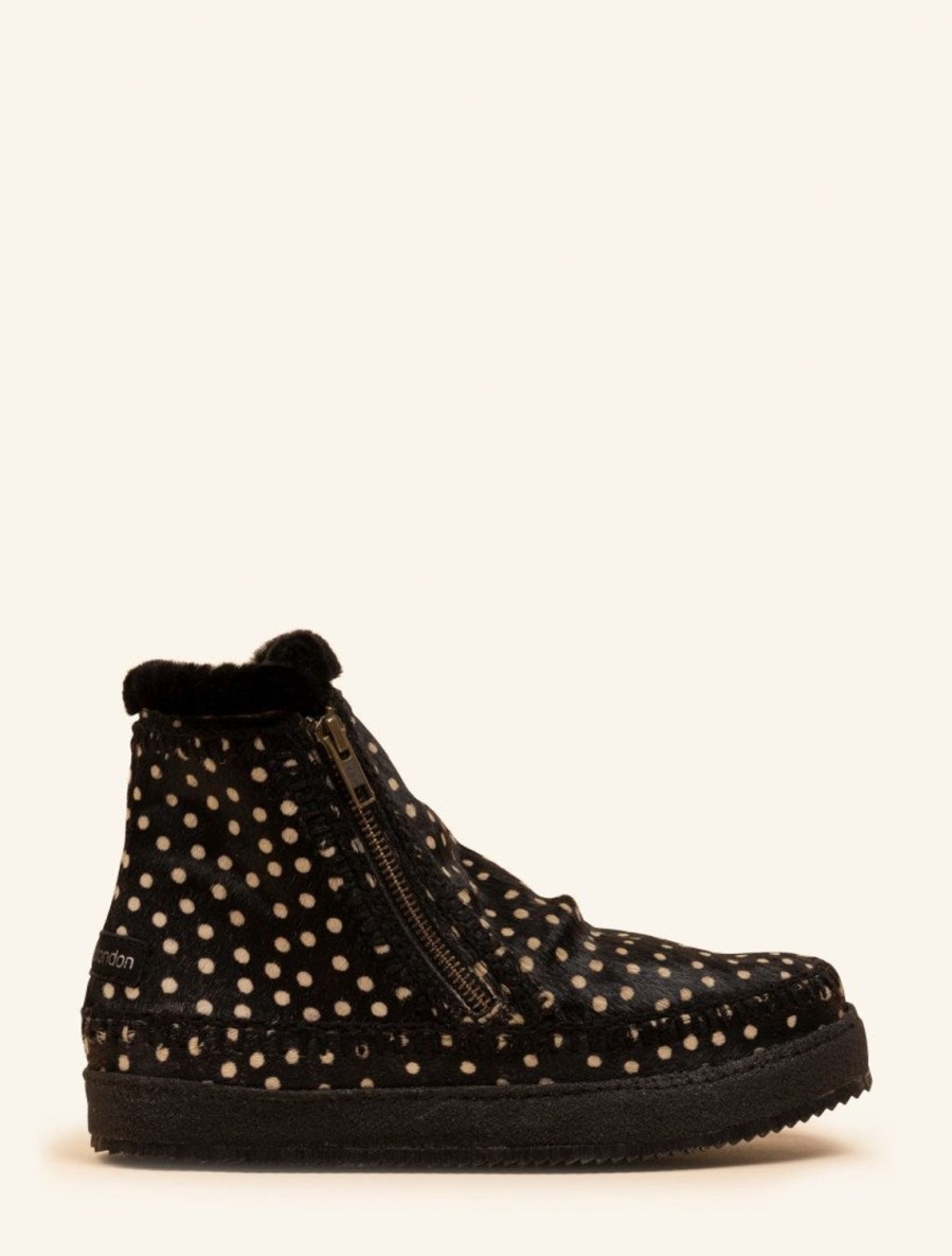 Shoes laidback london | Setsu Crochet Side Zip Ankle Boot Black Cheetah