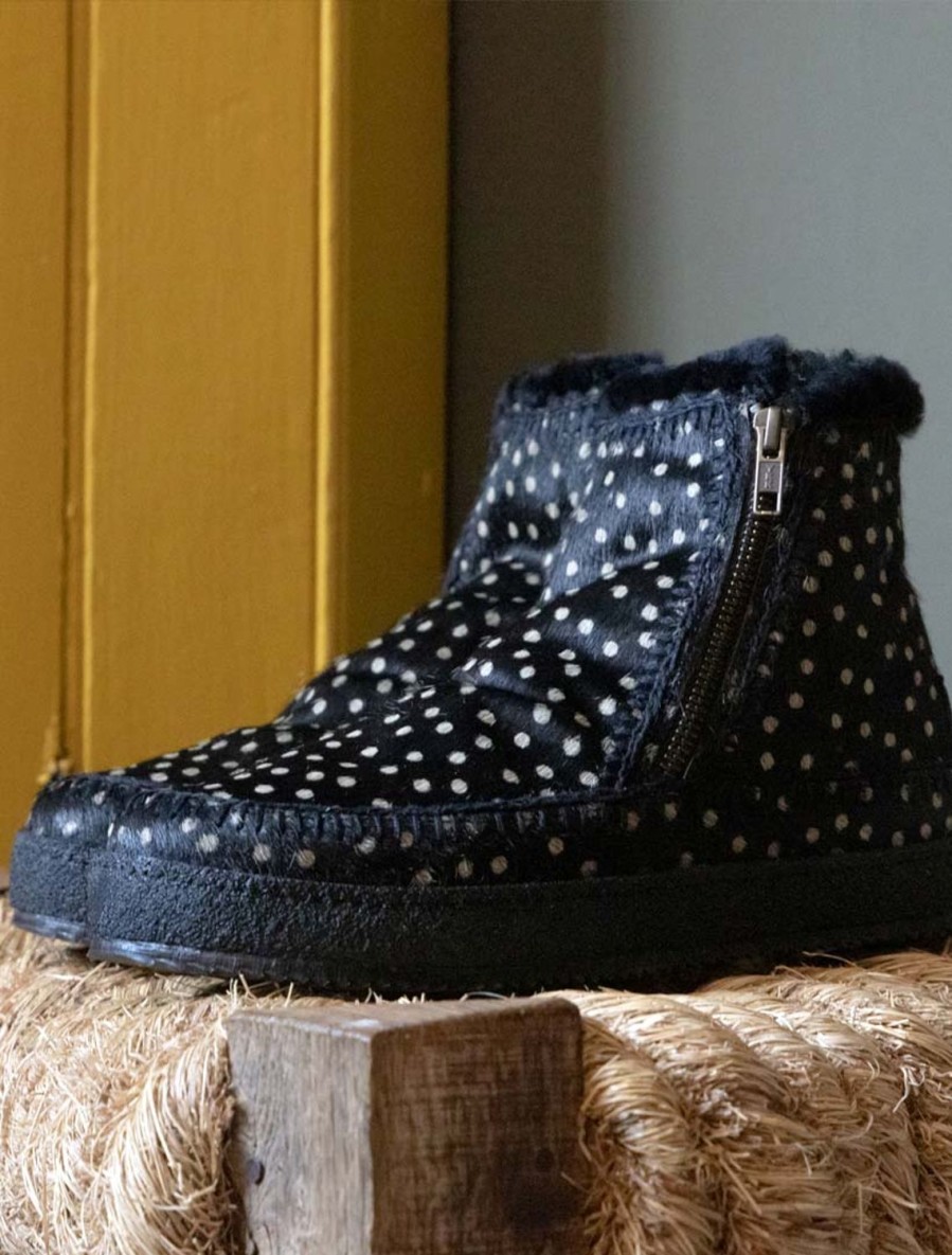 Shoes laidback london | Setsu Crochet Side Zip Ankle Boot Black Cheetah