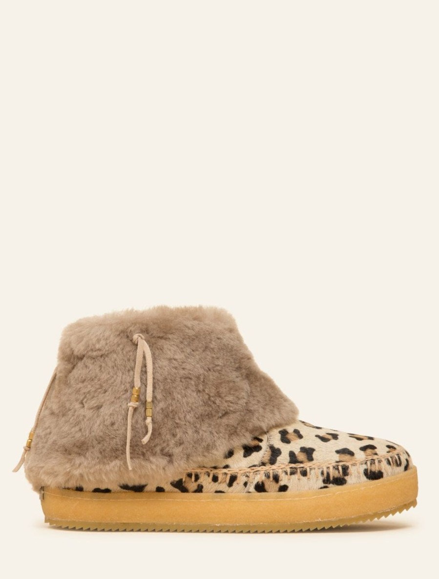 Shoes laidback london | Leblon Crochet Sheepskin Zip Up Ankle Boot Leopard