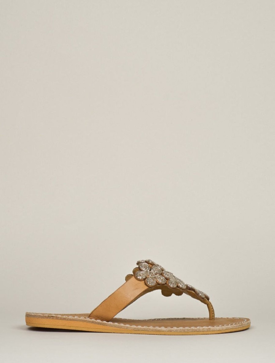 Sandals laidback london | Cooper Flat Light Brown Silver