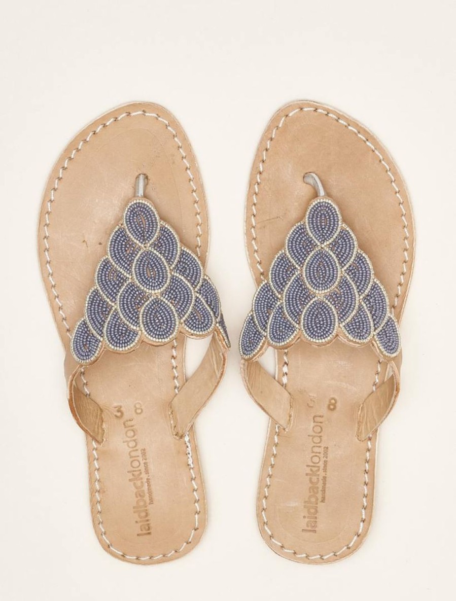 Sandals laidback london | Laith Flat Tan Silver / Grey