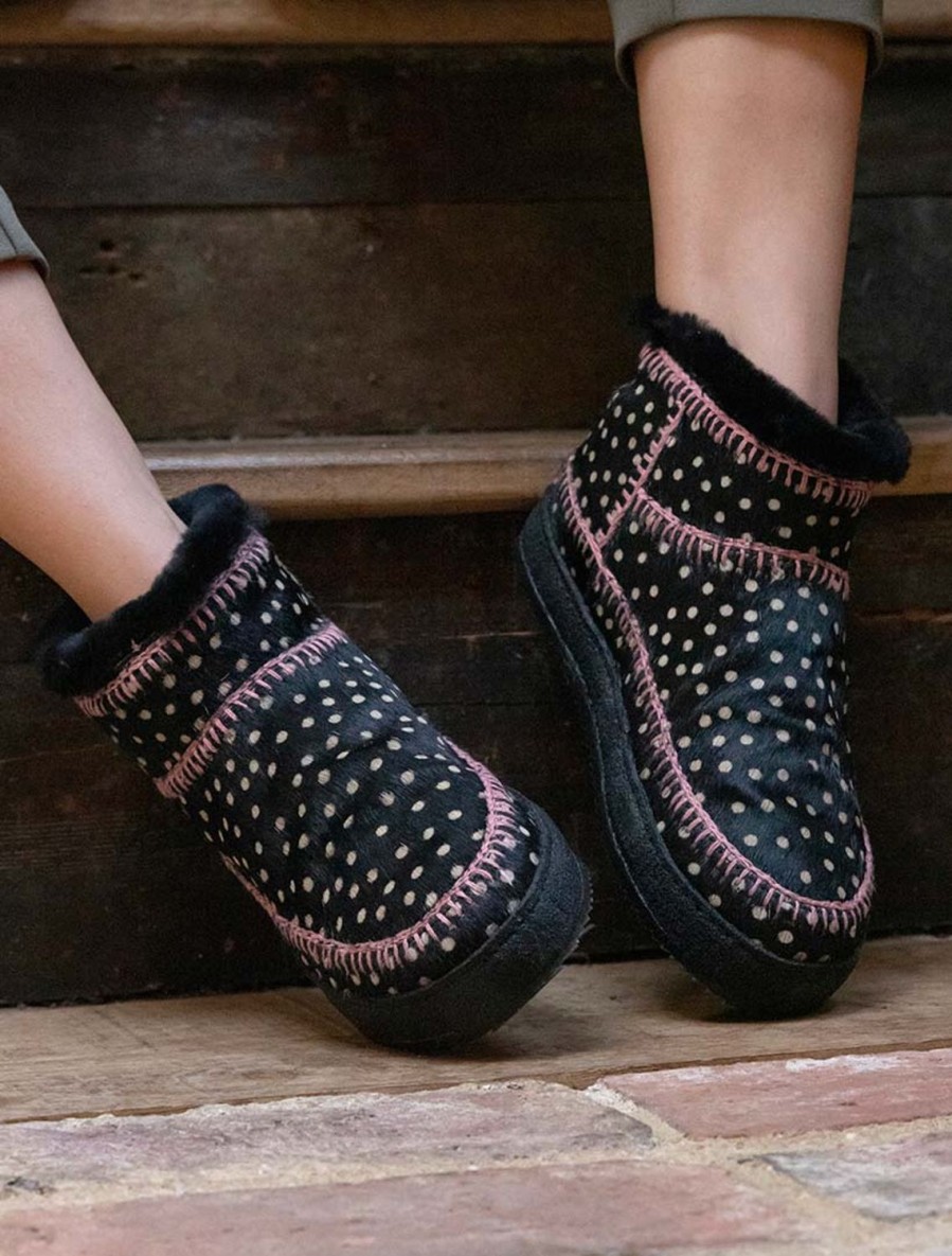 Shoes laidback london | Nyuki Crochet Pull On Ankle Boot Black Cheetah