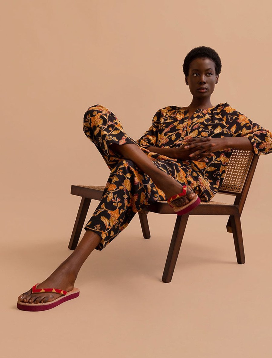 Sandals laidback london | Seri Ssr Leather Sandal Maasai Red/Mustard