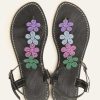 Sandals laidback london | Senyo Flat Black Leather Sandal Purple Mix