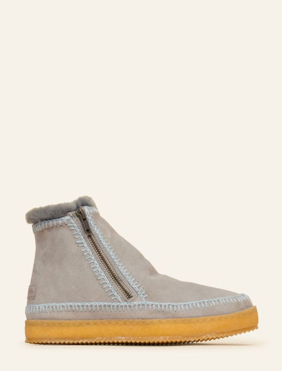 Shoes laidback london | Setsu Crochet Ankle Boot Light Grey Suede Blue