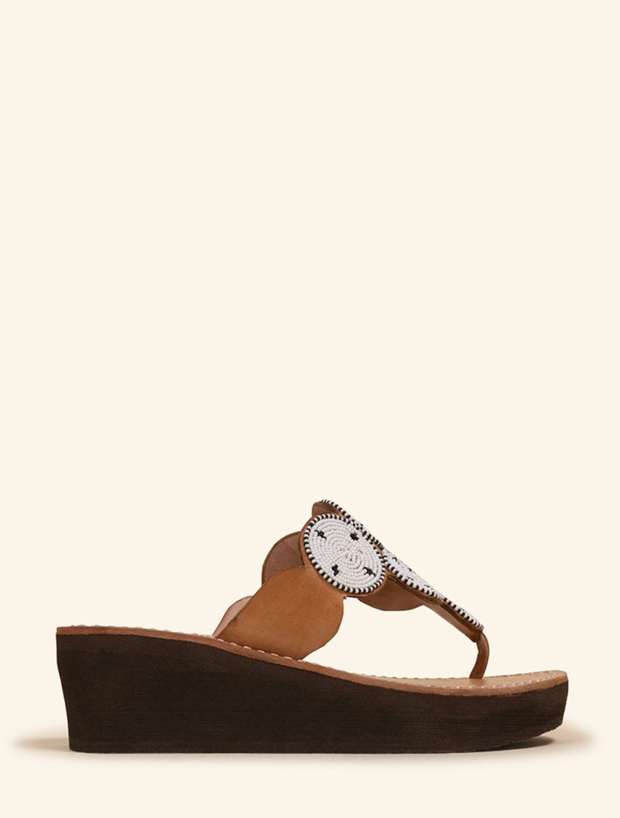 Sandals laidback london | Pemba Wedge Leather White Maasai