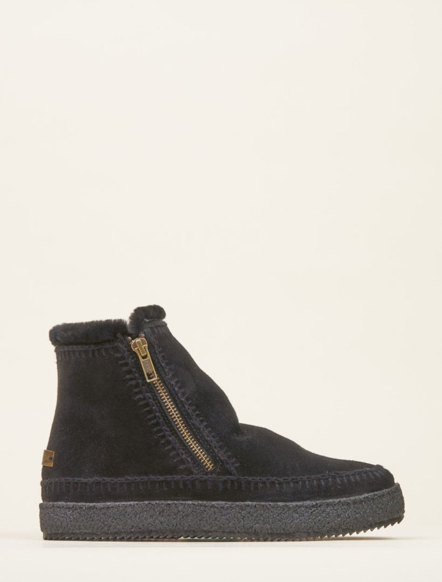 Shoes laidback london | Setsu Crochet Ankle Boot Black Suede